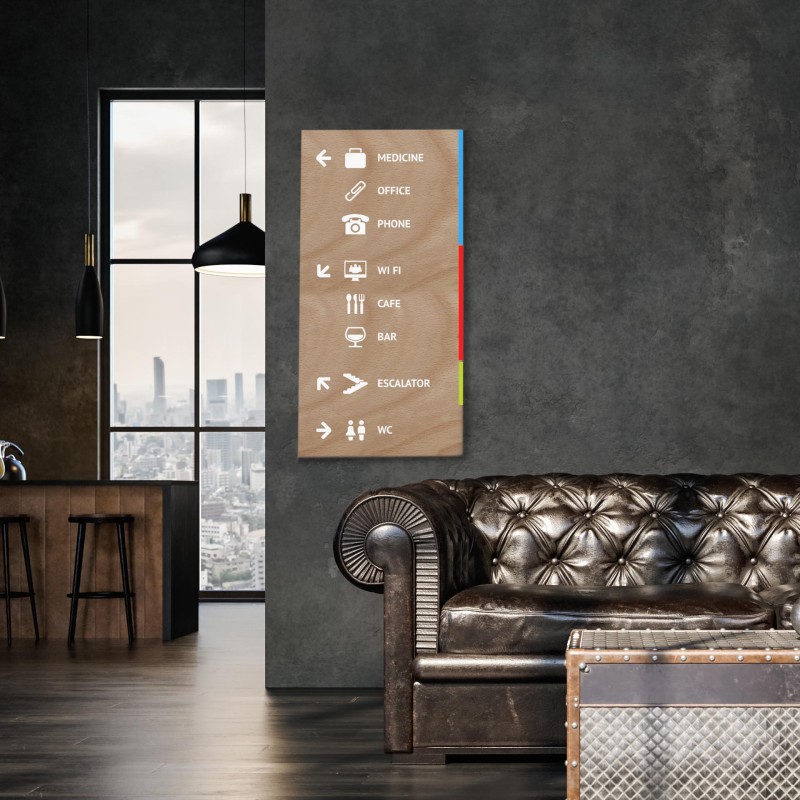 segnaletica in legno da muro, da soffitto e a bandiera Wood Sign Module 210x300 mm HxB