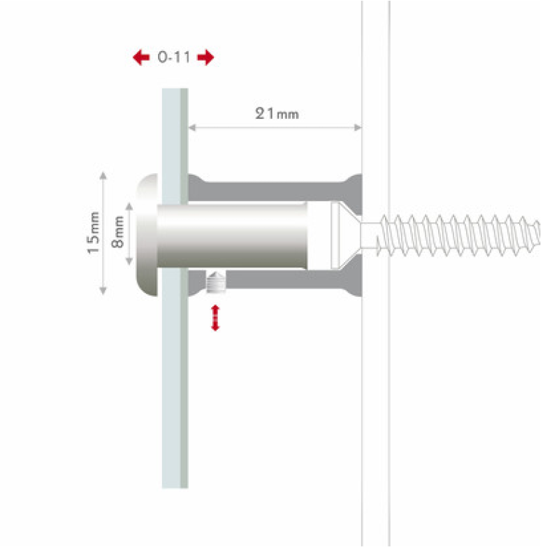 sistema di fissaggio a brugola fisso midi argento 15x21 mm HxB