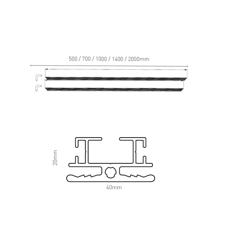 Cornice per banner in tessuto Aluframe 2 profili 500 mm e 2 angoli