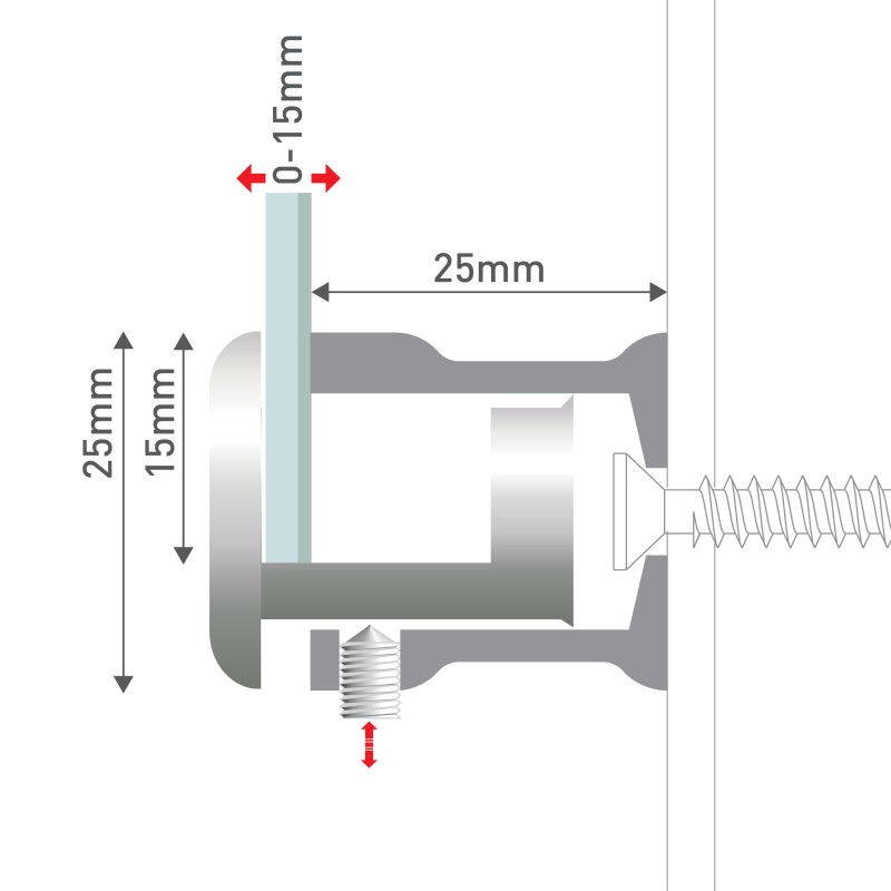 fissaggio da parete per pannelli senza fori fisso border 25x25 mm HxB fissaggio da parete per pannelli senza fori fisso border 25x25 mm HxB