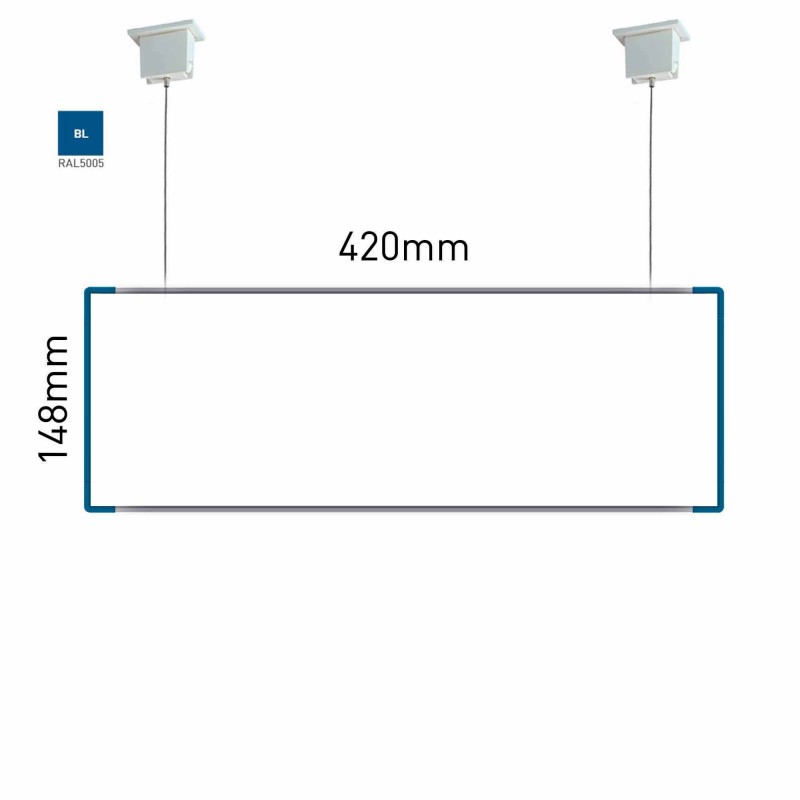 Cartello modulare intercambiabile a sospensione signcode color suspension 148x420 mm HxB BL-blu-RAL5005