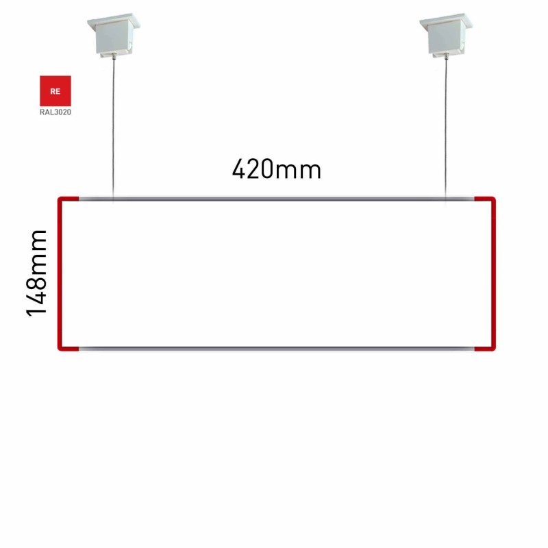 Cartello modulare intercambiabile a sospensione signcode color suspension 148x420 mm HxB RE-rosso-RAL3020