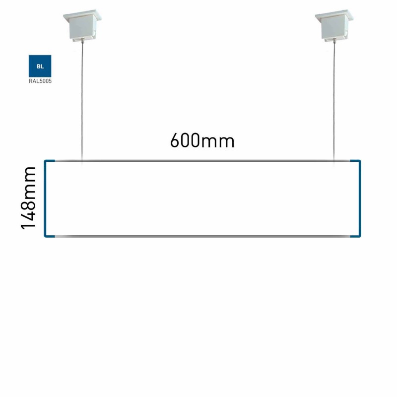 Cartello modulare intercambiabile a sospensione signcode color suspension 148x600 mm HxB BL-blu-RAL5005