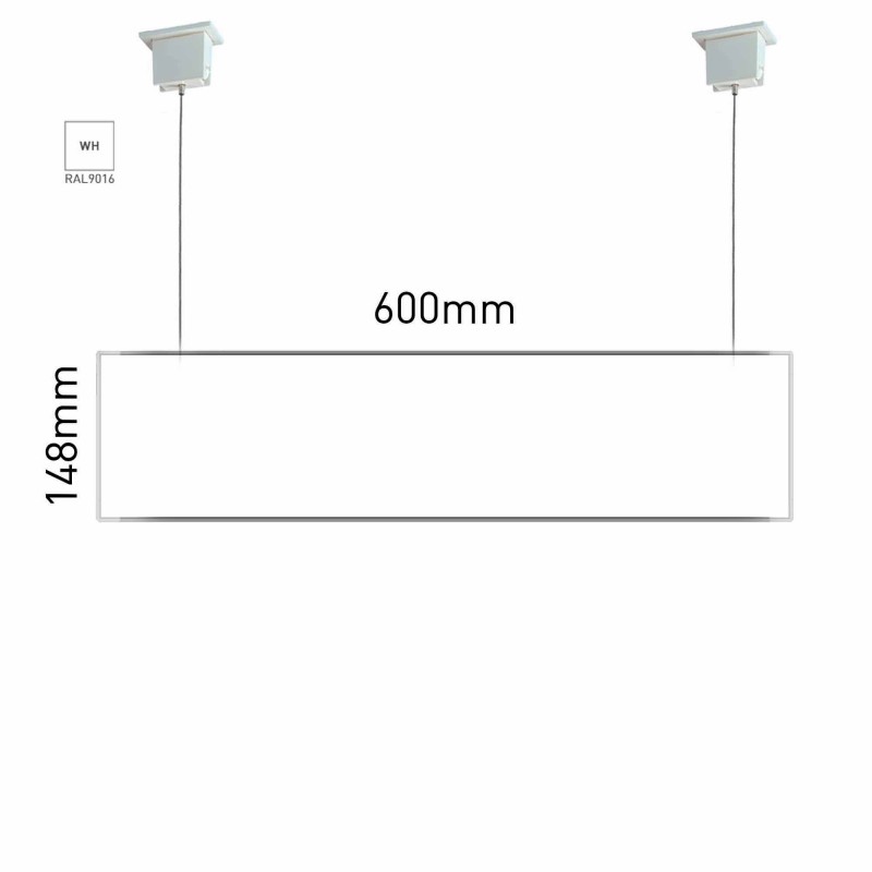 Cartello modulare intercambiabile a sospensione signcode color suspension 148x600 mm HxB WH-bianco-RAL9016