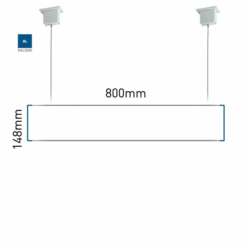 Cartello modulare intercambiabile a sospensione signcode color suspension 148x800 mm HxB BL-blu-RAL5005