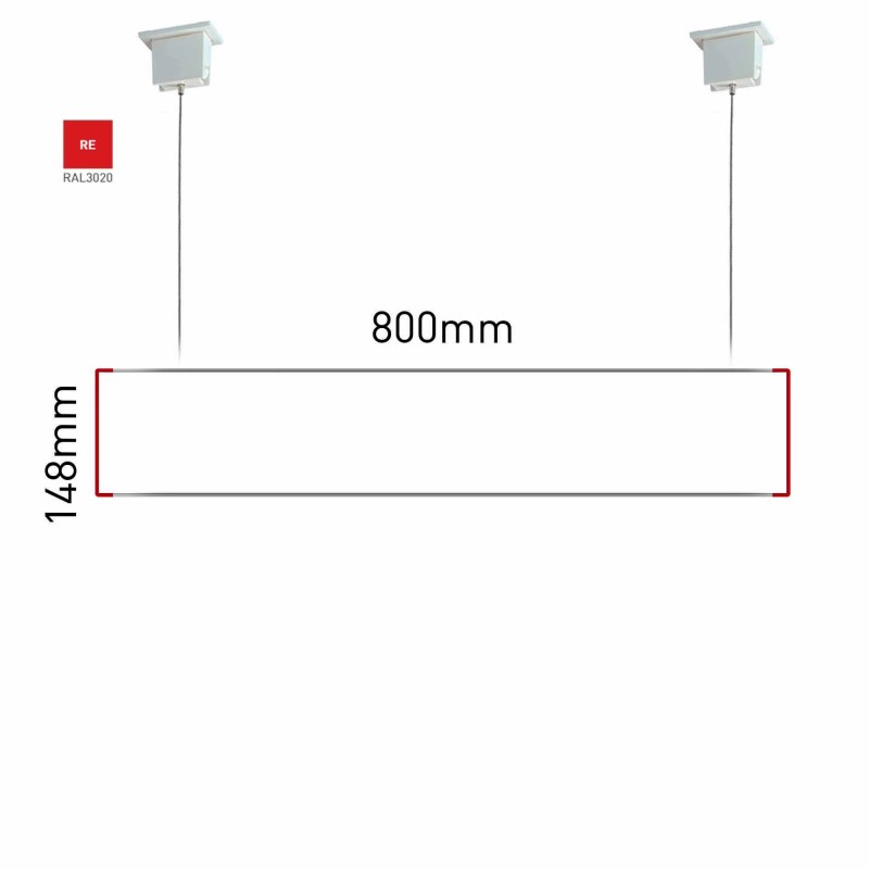Cartello modulare intercambiabile a sospensione signcode color suspension 148x800 mm HxB RE-rosso-RAL3020