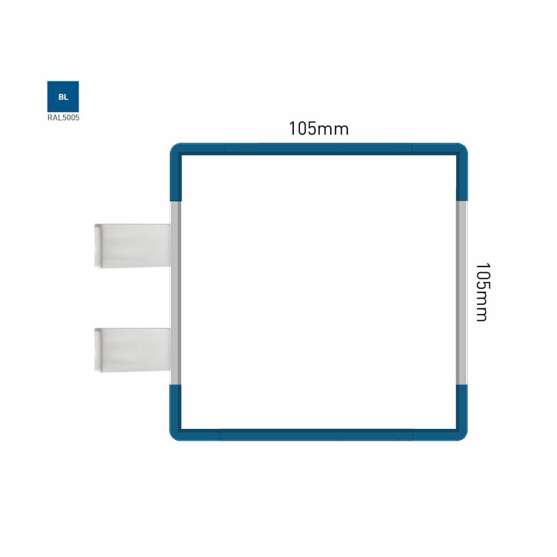 Cartello modulare intercambiabile con sistema a bandiera signcode color flag 105x105 mm HxB BL-blu-RAL5005