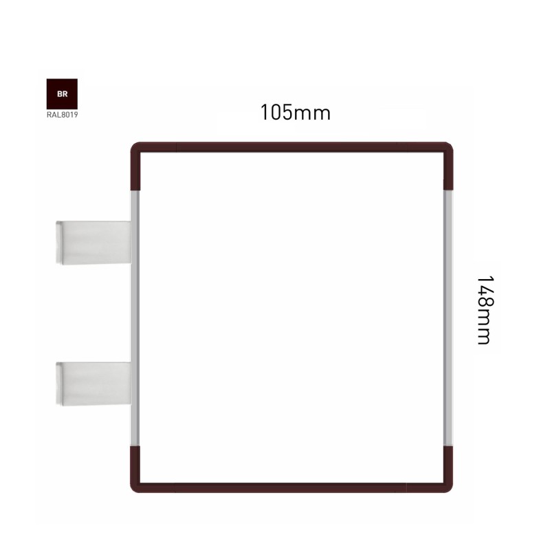 Cartello modulare intercambiabile con sistema a bandiera signcode color flag 148x105 mm HxB BR-marrone-RAL8019