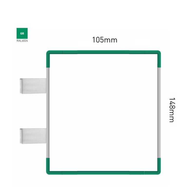 Cartello modulare intercambiabile con sistema a bandiera signcode color flag 148x105 mm HxB GR-verde-RAL6024