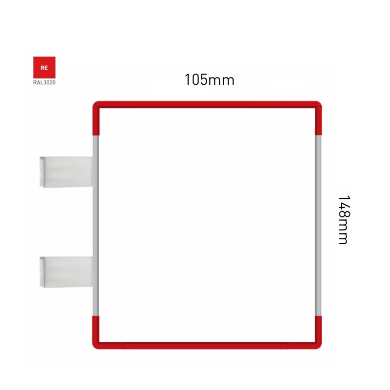 Cartello modulare intercambiabile con sistema a bandiera signcode color flag 148x105 mm HxB RE-rosso-RAL3020