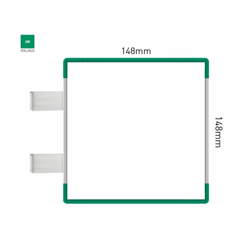 Cartello modulare intercambiabile con sistema a bandiera signcode color flag 148x148 mm HxB GR-verde-RAL6024