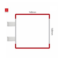 Cartello modulare intercambiabile con sistema a bandiera signcode color flag 148x148 mm HxB RE-rosso-RAL3020