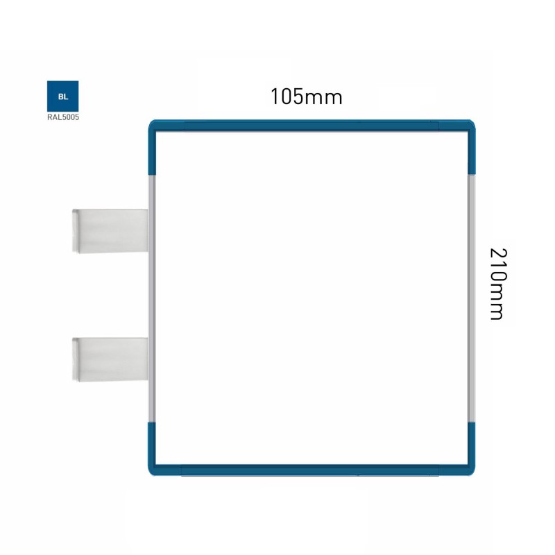 Cartello modulare intercambiabile con sistema a bandiera signcode color flag 210x105 mm HxB BL-blu-RAL5005