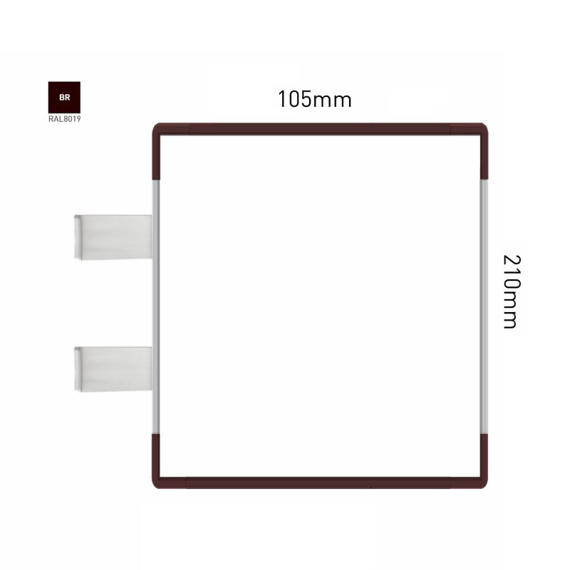 Cartello modulare intercambiabile con sistema a bandiera signcode color flag 210x105 mm HxB BR-marrone-RAL8019