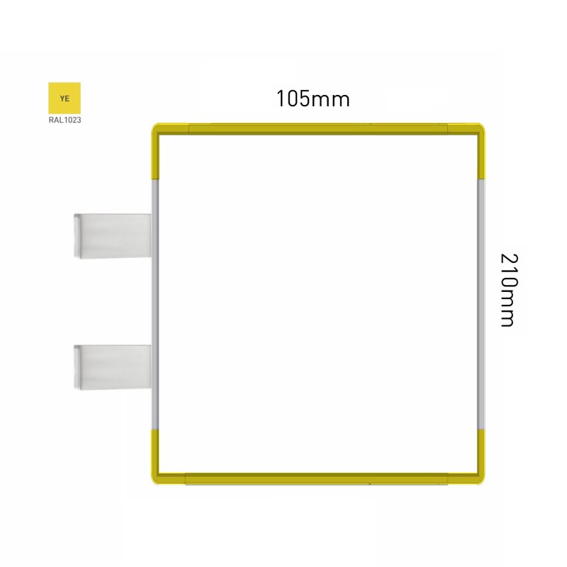 Cartello modulare intercambiabile con sistema a bandiera signcode color flag 210x105 mm HxB YE-giallo-RAL1023
