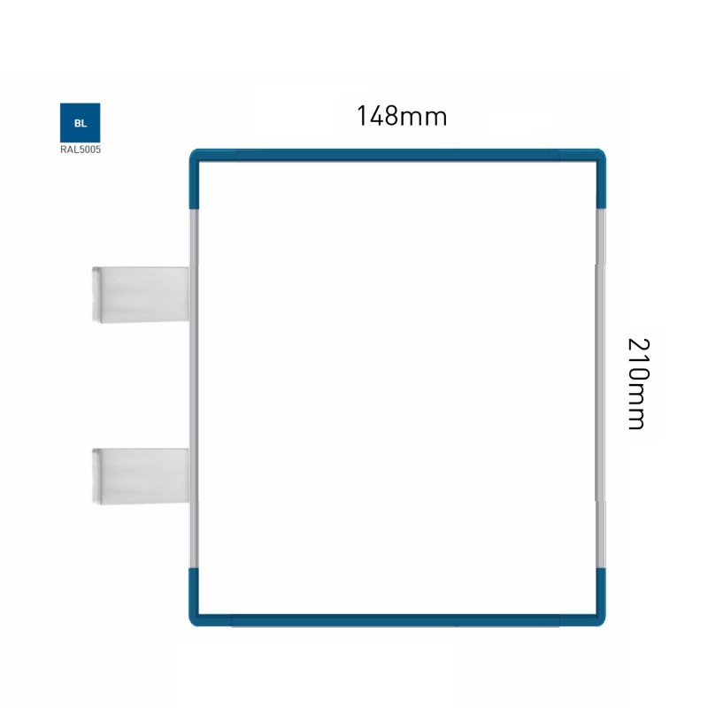 Cartello modulare intercambiabile con sistema a bandiera signcode color flag 210x148 mm HxB BL-blu-RAL5005