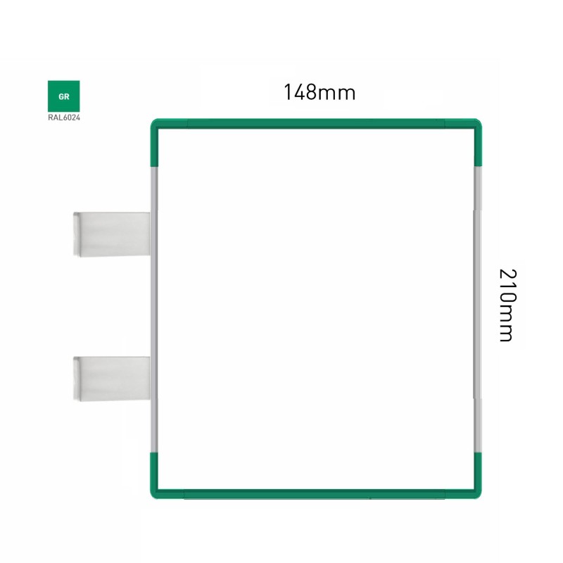Cartello modulare intercambiabile con sistema a bandiera signcode color flag 210x148 mm HxB GR-verde-RAL6024
