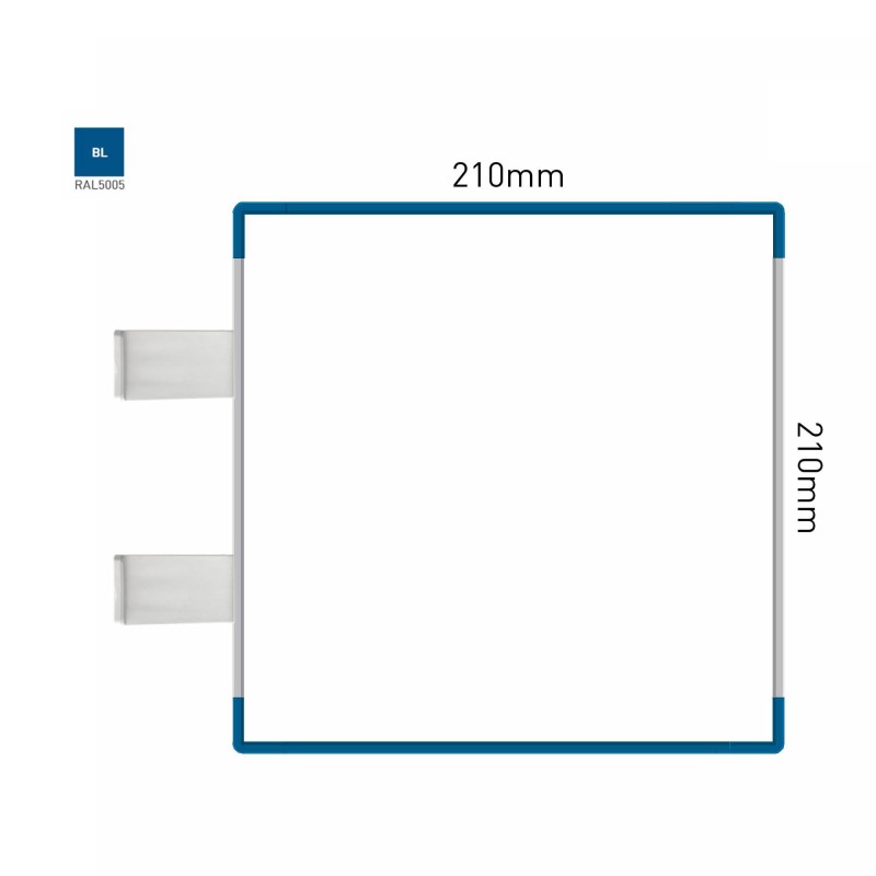 Cartello modulare intercambiabile con sistema a bandiera signcode color flag 210x210 mm HxB BL-blu-RAL5005