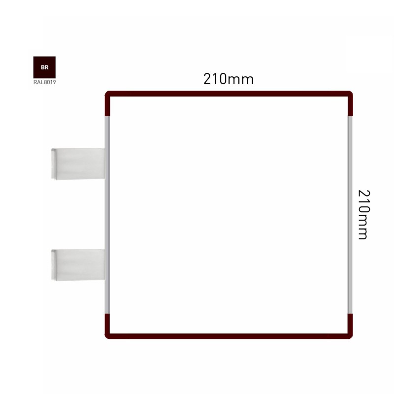Cartello modulare intercambiabile con sistema a bandiera signcode color flag 210x210 mm HxB BR-marrone-RAL8019