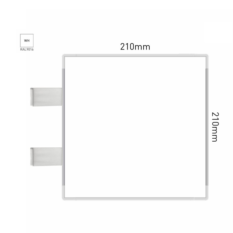 Cartello modulare intercambiabile con sistema a bandiera signcode color flag 210x210 mm HxB WH-bianco-RAL9016