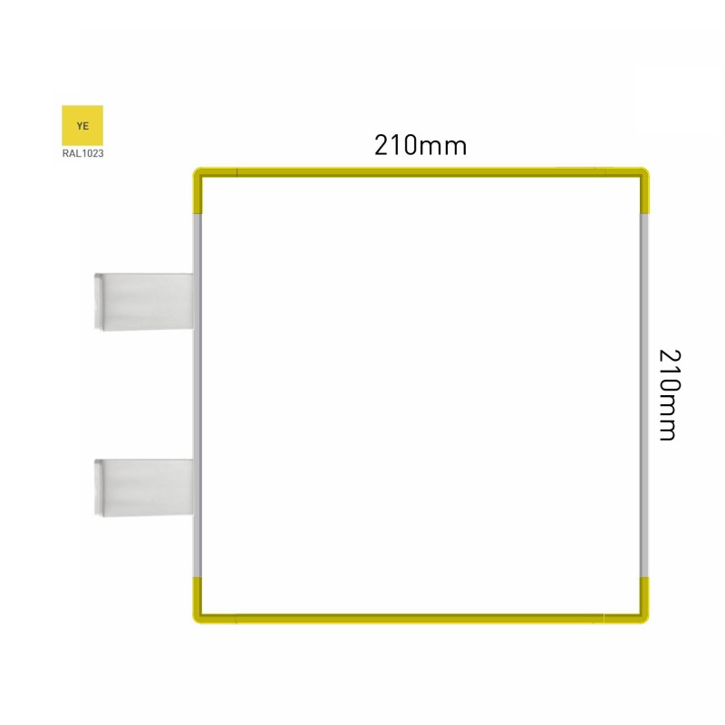 Cartello modulare intercambiabile con sistema a bandiera signcode color flag 210x210 mm HxB YE-giallo-RAL1023
