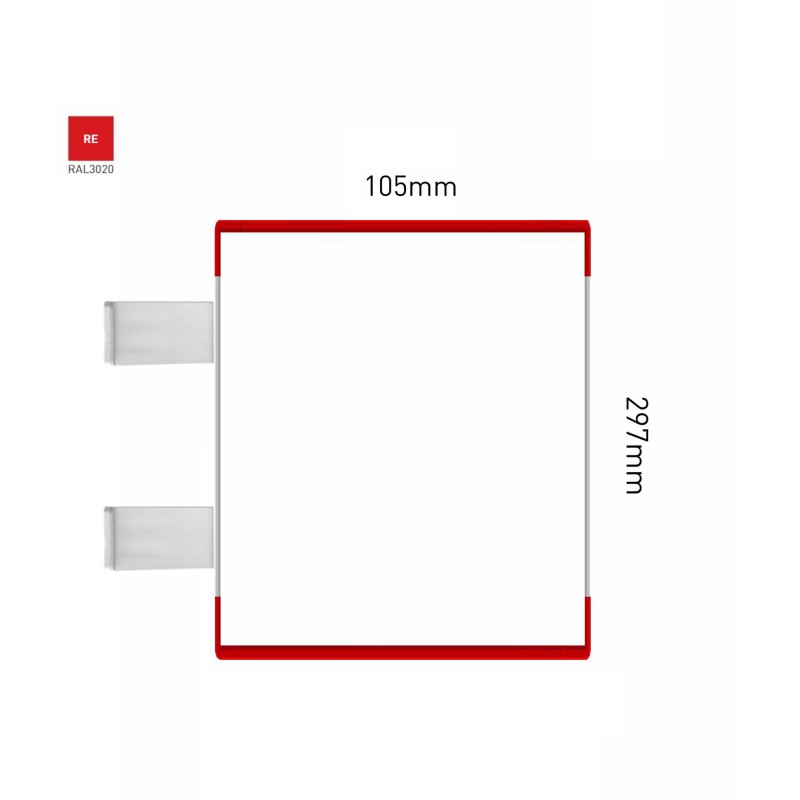 Cartello modulare intercambiabile con sistema a bandiera signcode color flag 297x105 mm HxB RE-rosso-RAL3020