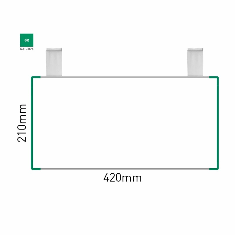 Cartello modulare intercambiabile con sistema a soffitto signcode color ceiling 210x420 mm HxB GR-verde-RAL6024