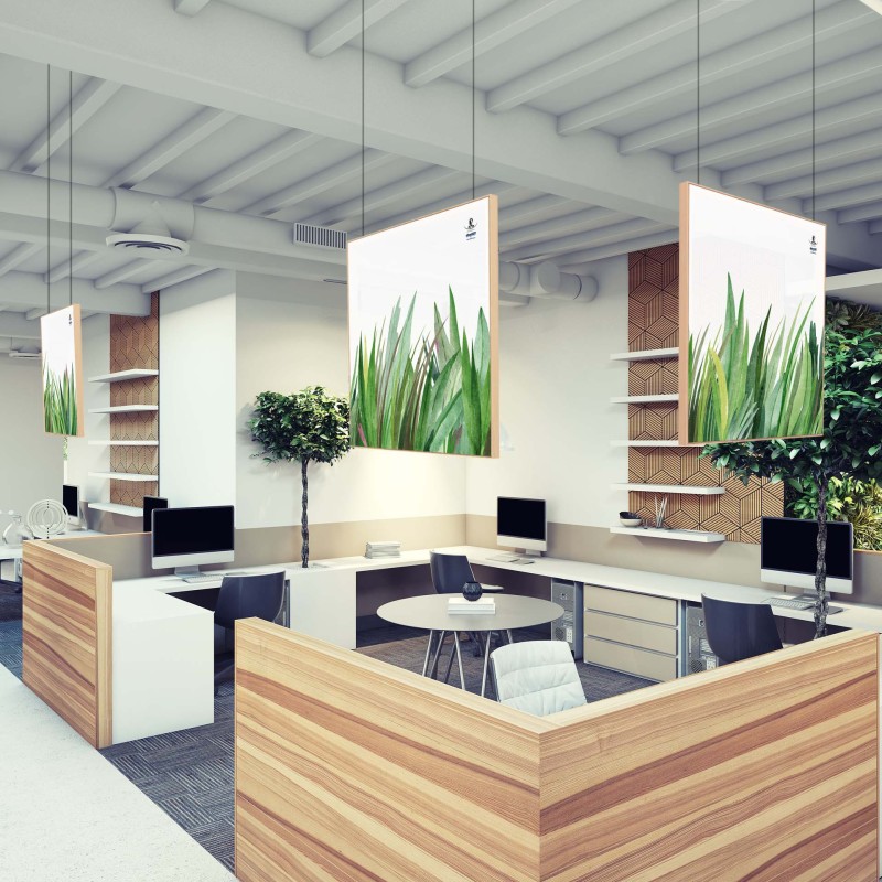cornice mono/bifacciale sospesa per banner in tessuto Frame wood sospeso
