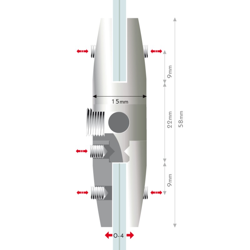 pinza laterale doppia per pannelli su astine fly style doppio