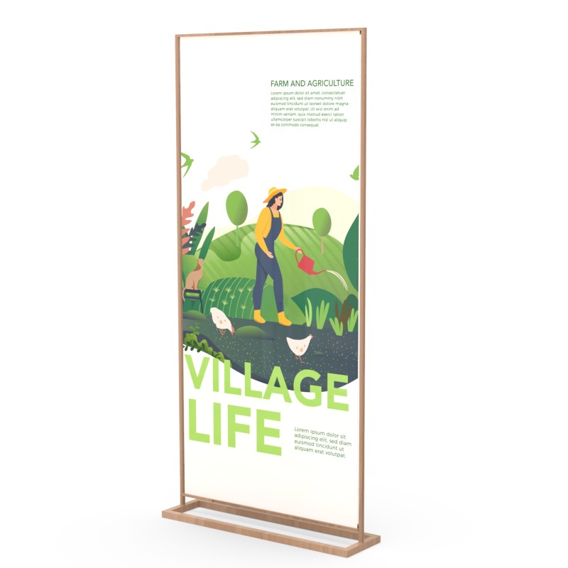 supporto per la stampa da terra in legno di faggio Wood Stand Design 1950x850 mm