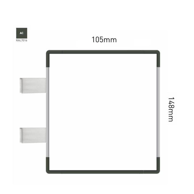 Cartello modulare intercambiabile con sistema a bandiera signcode color flag 148x105 mm HxB AC-antracite-RAL7016