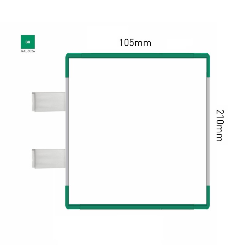 Cartello modulare intercambiabile con sistema a bandiera signcode color flag 210x105 mm HxB GR-verde-RAL6024