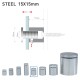 Distanziali in acciaio inox con chiusura di sicurezza fisso steel Ø15 15x15 mm HxB