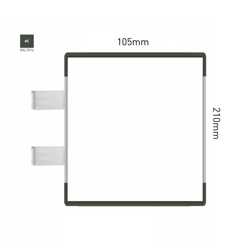 Cartello modulare intercambiabile con sistema a bandiera signcode color flag 210x105 mm HxB AC-antracite-RAL7016