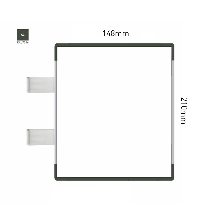 Cartello modulare intercambiabile con sistema a bandiera signcode color flag 210x148 mm HxB AC-antracite-RAL7016