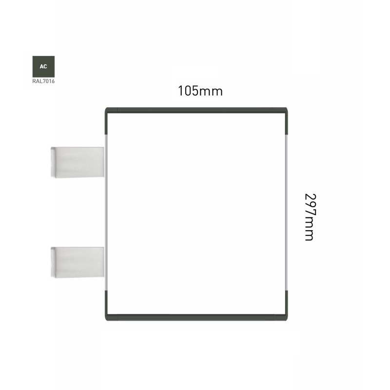 Cartello modulare intercambiabile con sistema a bandiera signcode color flag 297x105 mm HxB AC-antracite-RAL7016
