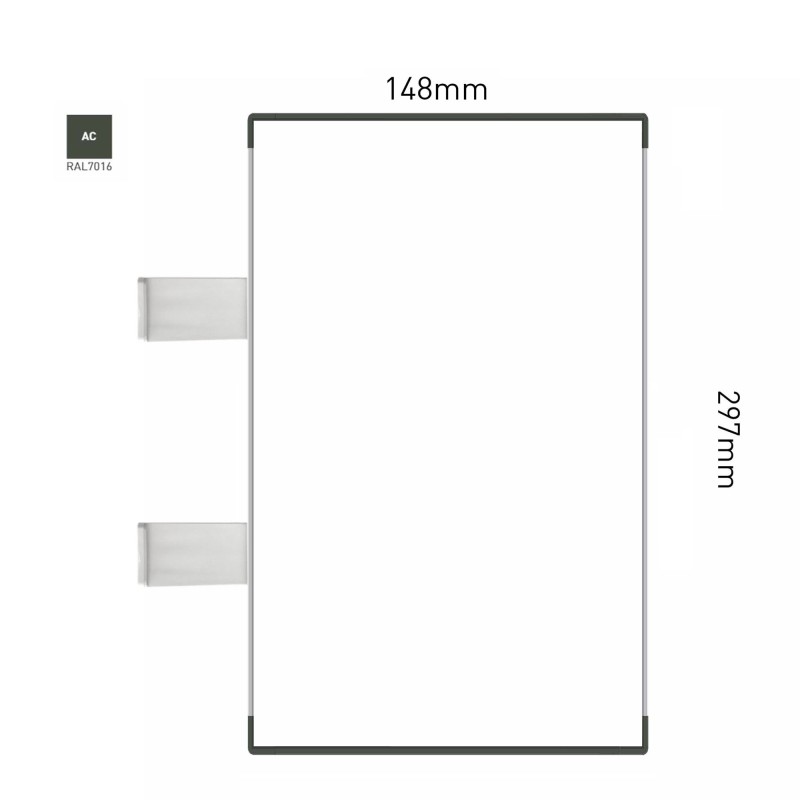Cartello modulare intercambiabile con sistema a bandiera signcode color flag 297x148 mm HxB AC-antracite-RAL7016