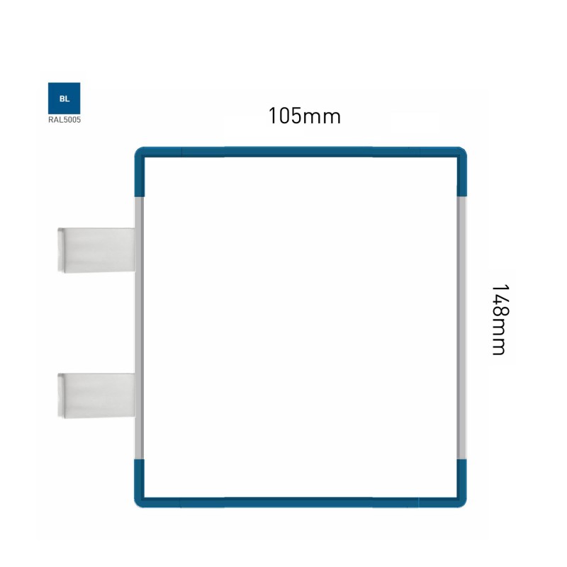 Cartello modulare intercambiabile con sistema a bandiera signcode color flag 148x105 mm HxB BL-blu-RAL5005
