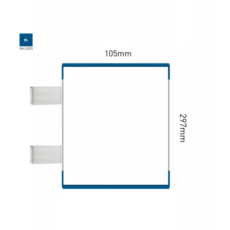 Cartello modulare intercambiabile con sistema a bandiera signcode color flag 297x105 mm HxB BL-blu-RAL5005