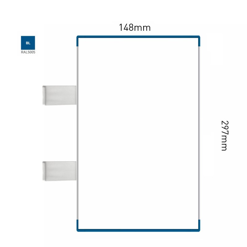 Cartello modulare intercambiabile con sistema a bandiera signcode color flag 297x148 mm HxB BL-blu-RAL5005