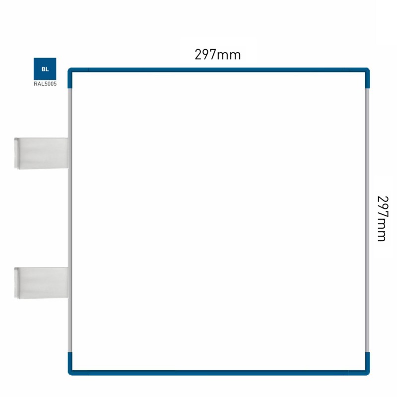 Cartello modulare intercambiabile con sistema a bandiera signcode color flag 297x297 mm HxB BL-blu-RAL5005 Cartello modulare intercambiabile con sistema a bandiera signcode color flag 297x297 mm HxB BL-blu-RAL5005