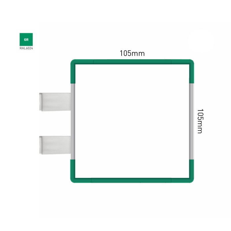 Cartello modulare intercambiabile con sistema a bandiera signcode color flag 105x105 mm HxB GR-verde-RAL6024