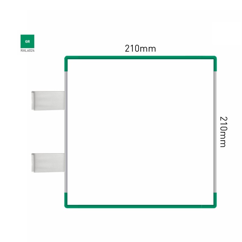 Cartello modulare intercambiabile con sistema a bandiera signcode color flag 210x210 mm HxB GR-verde-RAL6024