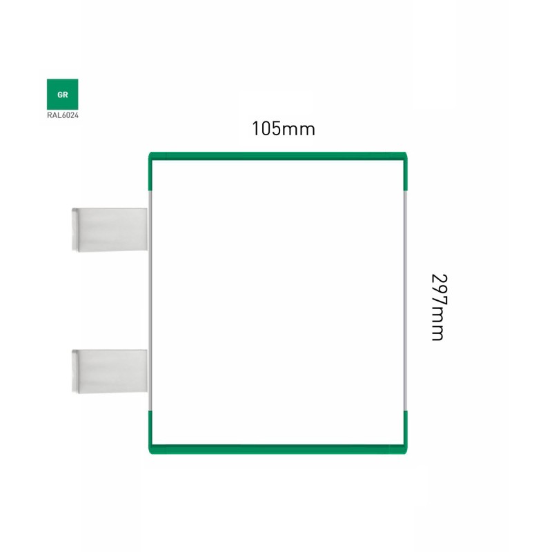Cartello modulare intercambiabile con sistema a bandiera signcode color flag 297x105 mm HxB GR-verde-RAL6024