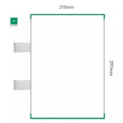 Cartello modulare intercambiabile con sistema a bandiera signcode color flag 297x210 mm HxB GR-verde-RAL6024 Cartello modulare intercambiabile con sistema a bandiera signcode color flag 297x210 mm HxB GR-verde-RAL6024