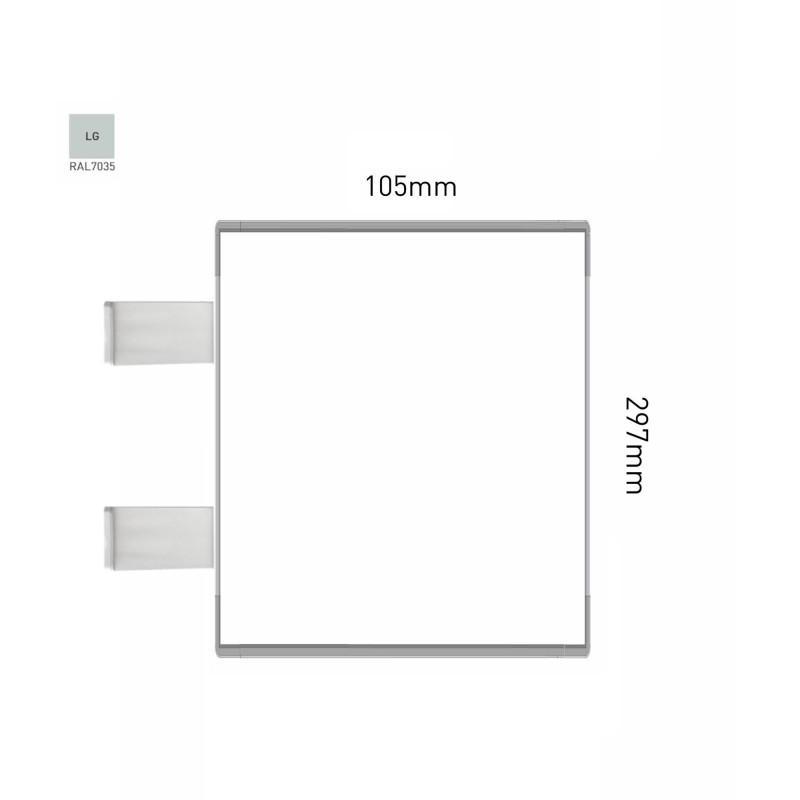 Cartello modulare intercambiabile con sistema a bandiera signcode color flag 297x105 mm HxB LG-grigio chiaro-RAL7035