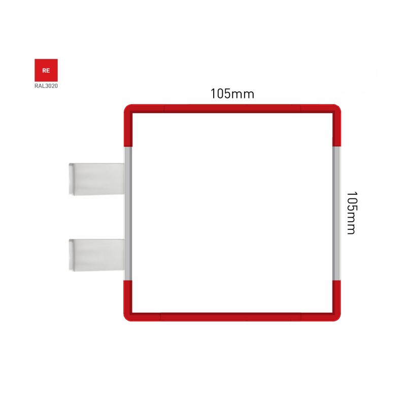 Cartello modulare intercambiabile con sistema a bandiera signcode color flag 105x105 mm HxB RE-rosso-RAL3020