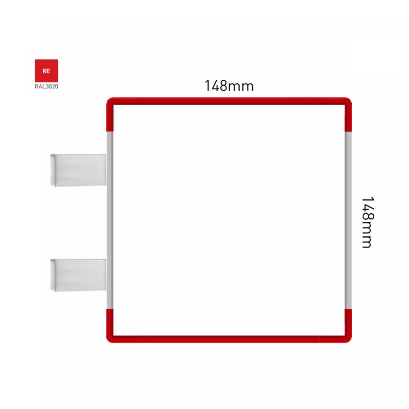 Cartello modulare intercambiabile con sistema a bandiera signcode color flag 148x148 mm HxB RE-rosso-RAL3020