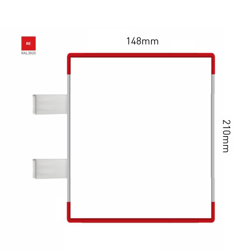 Cartello modulare intercambiabile con sistema a bandiera signcode color flag 210x148 mm HxB RE-rosso-RAL3020