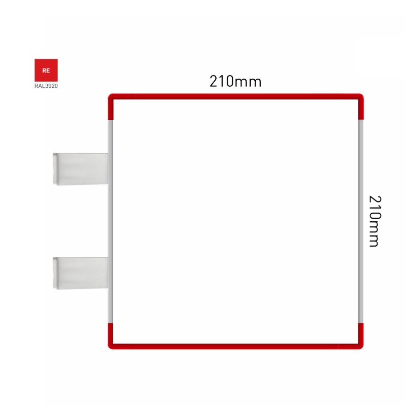Cartello modulare intercambiabile con sistema a bandiera signcode color flag 210x210 mm HxB RE-rosso-RAL3020